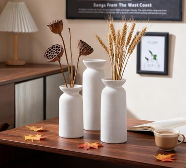 Керамічні вази 3 шт., сучасний мінімалізм, декор для дому, вази для пампасних трав, вітальня (12 білий)
