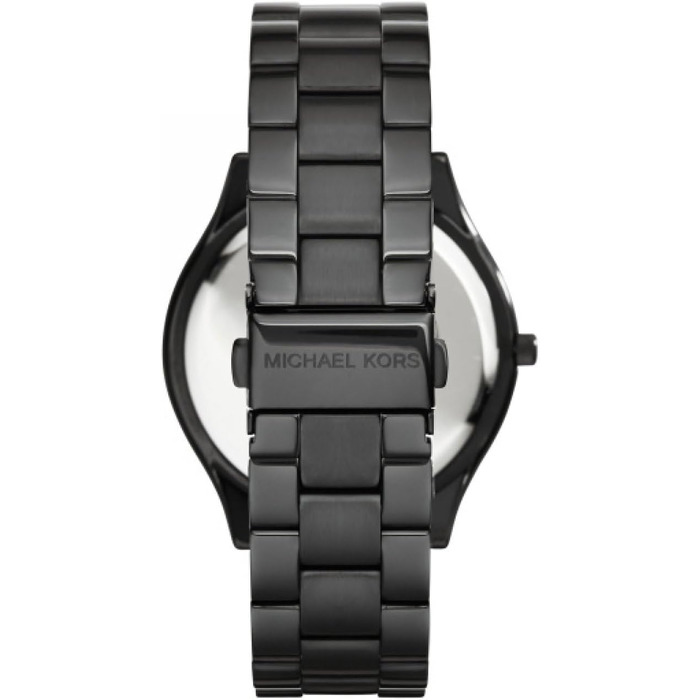 Жіночий годинник Michael Kors Slim Runway 42mm, кварцовий механізм, сталевий браслет, чорний з золотим