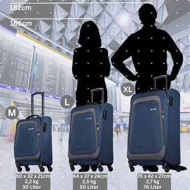 Тролей-валіза NOWI Korfu Weichschalen L, 50L, блакитна – зручний та легкий багаж для подорожей