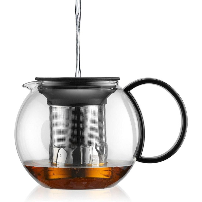 Чайник-прес Bodum Assam 1 л, скляна ручка, сталевий фільтр, чорний