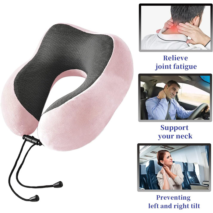 Подушка для шиї Poligono для подорожей: компактна, легка, з memory foam, рожева