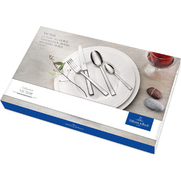 Villeroy & Boch – Victor Cutlery Set 24 pcs. Silver/Platinum, Dishwasher-Safe, Rustproof, Cutlery Set 24 pieces, Fork, Knife, Spoon, Dinner Cutlery Set, Stainless Steel 24 pcs. Single