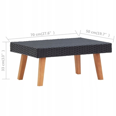 Прямокутний пластиковий стіл VidaXL, 70 x 50 x 33 см