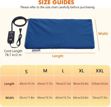 Електричний килимок для домашніх тварин Pecute - обігрівач для собак та котів, 40x50 см (M) / 90x60 см (XL) з контролером