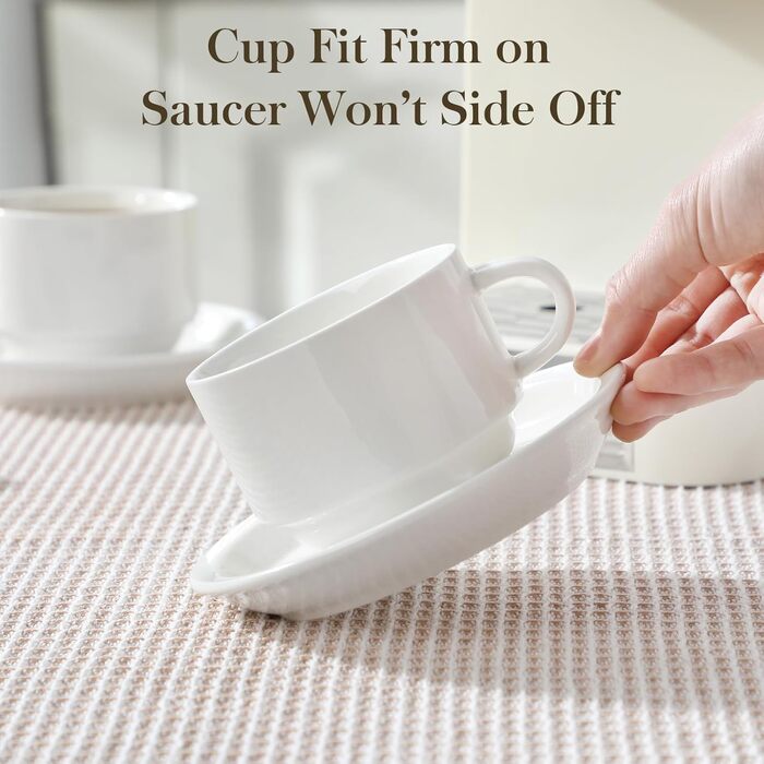 Набір чашок еспресо MALACASA 4 шт., 75 мл, з підставками та стійкою, 240 мл, біле порцелянове, для еспресо, Regular