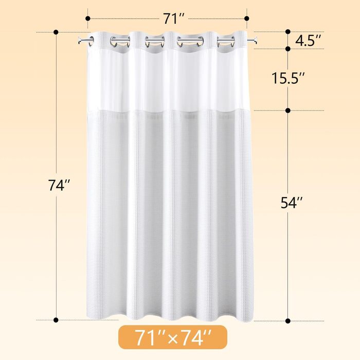 Набір штор для душу River Dream, бавовняна суміш, вафельна тканина, 180x188 см, білий з квітковим малюнком