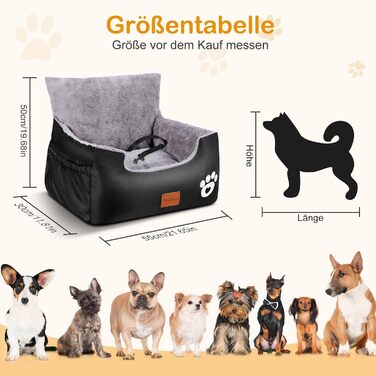 Pet Car Seat for 2 Small Dogs - Washable & Adjustable, 55x30x30cm