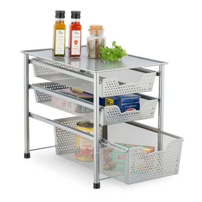 Relaxdays Drawer Unit with 3 Basket Pull-outs