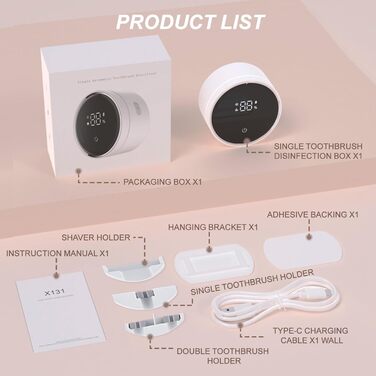 Roadtime Electric UV Toothbrush Holder with Drying, No Drilling, Automatic Sensor Brush Holder, Toothbrush Disinfectant, Portable Toothbrush and Razor Sterilizer