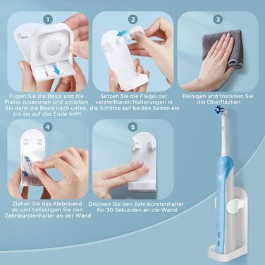 Дзеркальний тримач для електричних зубних щіток HOMMAND (2 шт.) - настінний, універсальний, білий