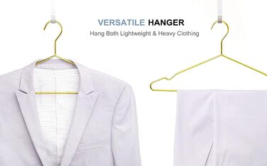 Amber Home 20-Piece 43cm Gold Iron Clothes Hangers, Metal Clothes Hangers with Non-Slip Groove for Suit, T-Shirt, Shirt, Jacket, Dress, Pants, Robust and Durable