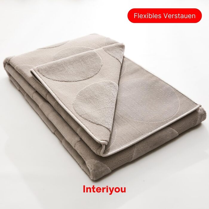 Килимок для вітальні Interiyou Cannes 120x170 см кремовий - для спальні, дитячої, їдальні. Коротке ворсування, скандинавський бохо-стиль, геометричний малюнок, високий/низький ворс