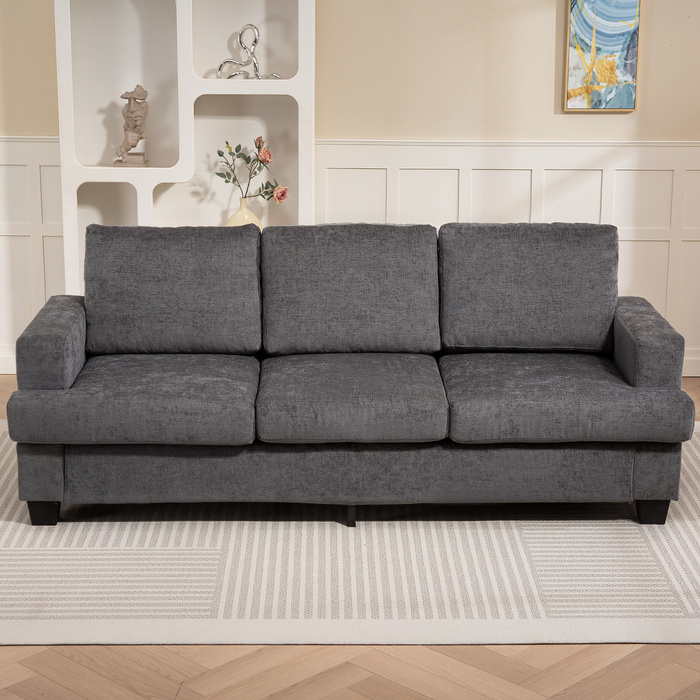 HOMCOM 3-Seater Sofa - A comfortable and stylish sofa for your living room, featuring a fabric upholstery, sturdy steel frame, and plush cushioning. Available in Grey.