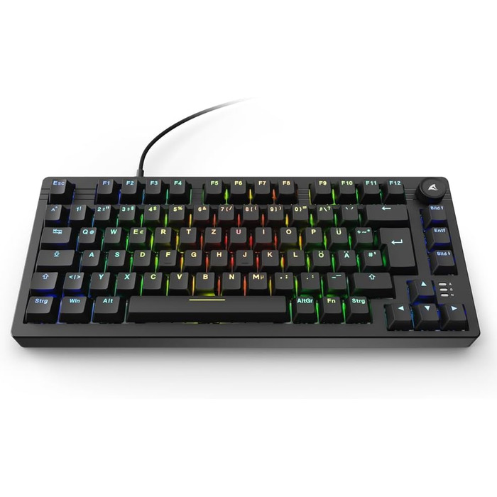 Sharkoon Skiller SGK25 RGB – ігрова клавіатура, 75% layout, Hot Swap, перемикачі Huano RED, чорна