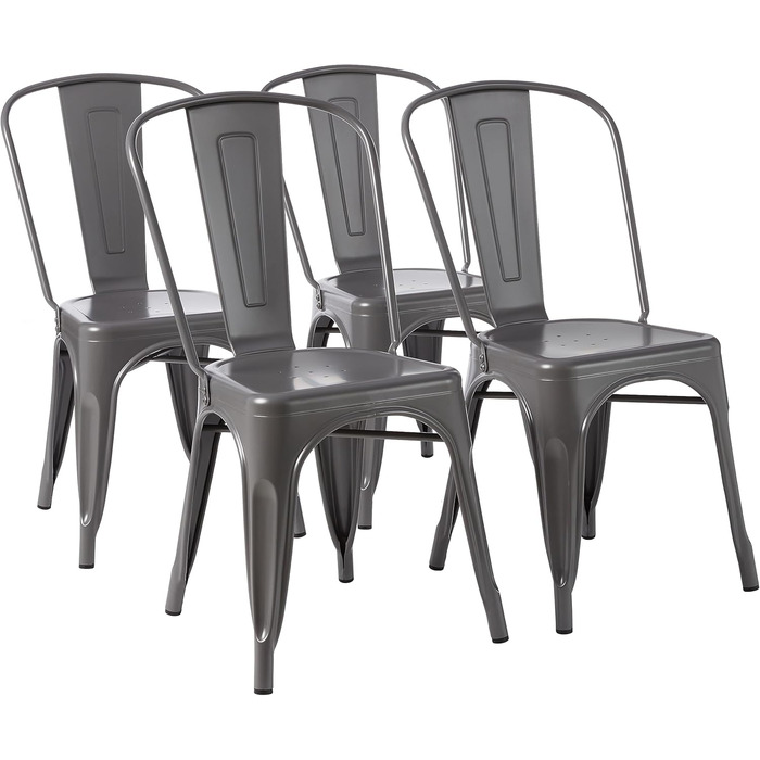 Amazon Basics Stackable Metal Dining Chairs (Set of 4)