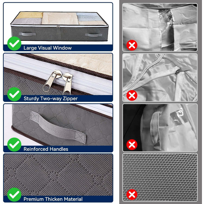 Комод під ліжко Boic, 2 шт., 60 л, для зберігання постільної білизни та одягу, з кришкою, складний, велика коробка для зберігання