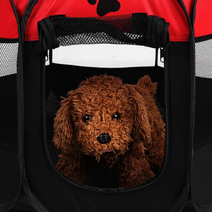 Летворезист для цуценят, кроликів, курчат: портативний, складаний, з сіткою та блискавкою. Підходить для використання в приміщенні та на вулиці (червоний)