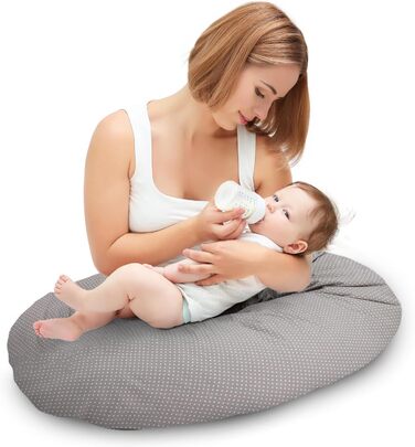 Подушка для сну на бік Totsy Baby - 190 см, подушка вагітності, Oeko-Tex, сірий колір з візерунком