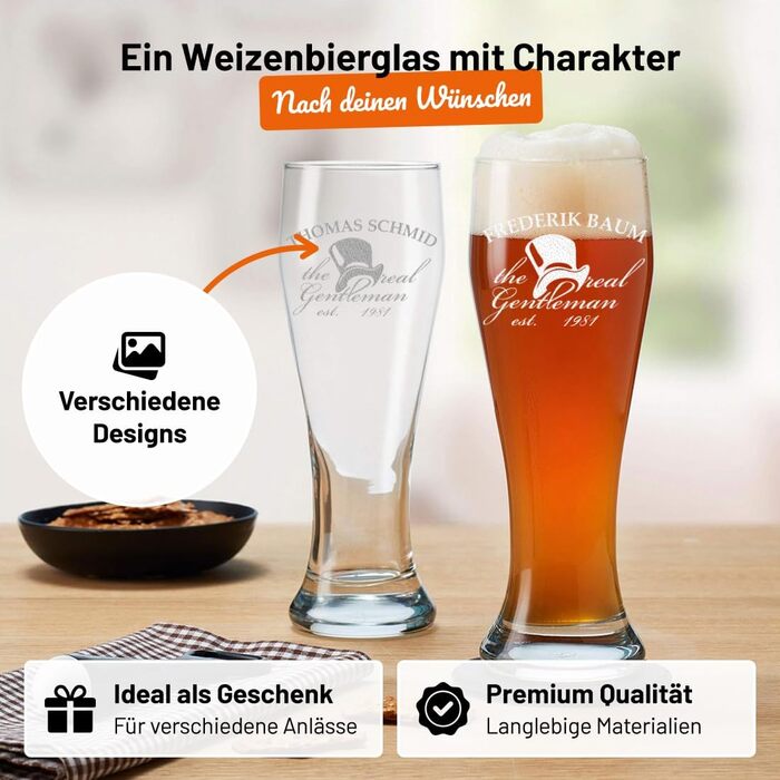Пивний келих Weizenbierglas 0,5л з гравіюванням 