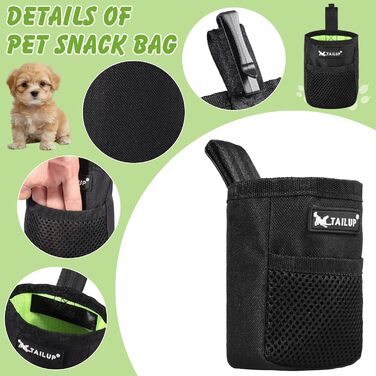 Ланжуе Лекерлібеутель: Сумка для ласощів для маленьких собак, чорна, з кліпсою для ременя, 600D Oxford, 2 шт.