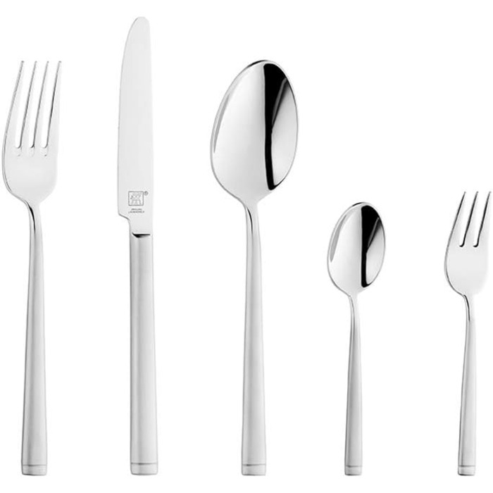 ZWILLING Senses Flatware Set, 68-Piece, For 12 People, 18/10 Stainless Steel/Premium Blade Steel, Matte Finish, Silver