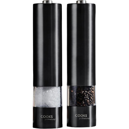 Набір електричних мельниць для солі та перцю Cooks Professional з регулюванням помелу, нержавіюча сталь (чорний)