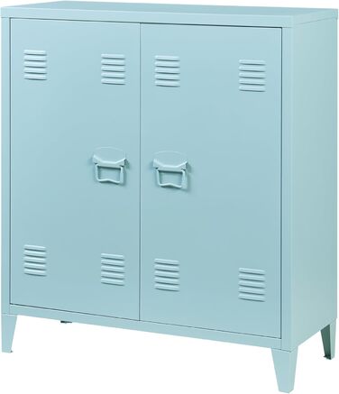 Металевий шафа [en.casa] Oripää для вітальні, офісу та майстерні, 90x80x33 см, з 2 дверцятами і регульованою полицею, сіро-блакитна