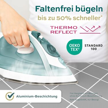 Чохол для прасувальної дошки Turbo 120x40 см – відбиває тепло, для швидкого прасування, з гумкою, 2 комфортні подушки, OEKOTEX100, Made in Europe, сірий/білий, розмір M