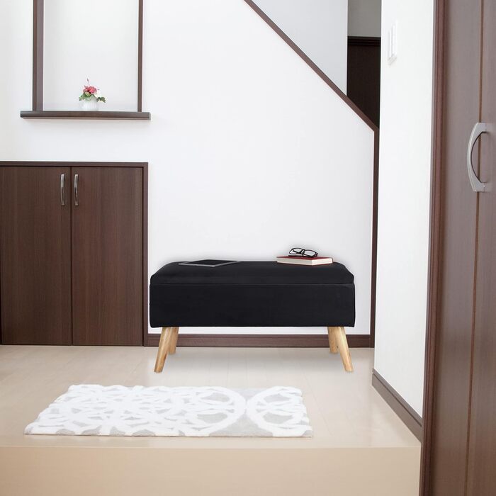 Банкетка з місцем для зберігання Relaxdays, м'яка, оксамитова, 40 л, дерев'яні ніжки, для коридору, 2-місна, 41x80x40 см, біла