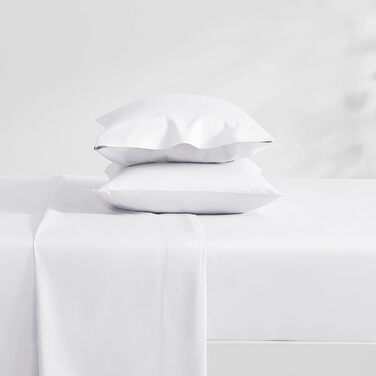 Laura Ashley - Bedding Set for King-Size Beds, Luxurious Satin Cotton, 800 Thread Count, Soft and Smooth Home Decor (Solid, White, King Size Bed)