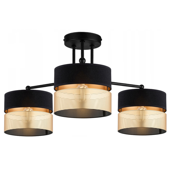 Підвісна лампа Elko-Lighting, чорно-золота, металева, 3-точкова, 28 см