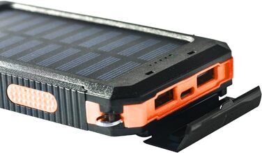 Портативний павербанк сонячний 8000 mAh з LED-ліхтариком та компасом для зарядки телефонів та гаджетів. Чорний