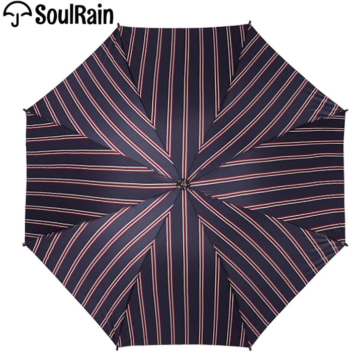 SoulRain Парасолька з класичною дерев'яною ручкою, автоматичне відкривання, вітростійка, прозора, незламна, 121.9 см, смугастий колір