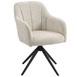 HOMCOM Armchair Living Room Swivel Lounge Chair Padded Tufted Recliner with Steel Legs, Velvet-Look Upholstered Armchair Vanity Chair for Bedroom Beige | Aosom