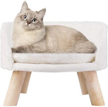 Luxury Cat Sofa, Large Cat Sofa, Cat Chair, Cat Stool, Elevated Cat Bed with Cat Cushions, Pet Sofa, Dog Sofa for Small Dogs, 40cm beige