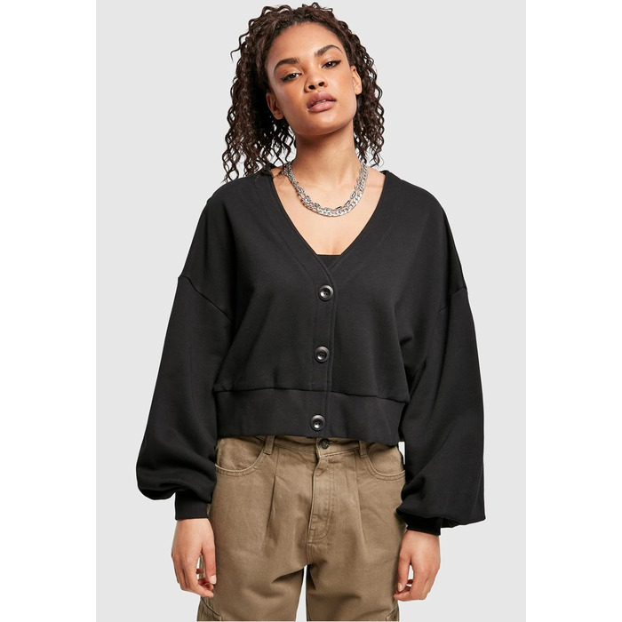 Кардиган жіночий Urban Classics Organic Oversized з коротким рукавом з махрової тканини, 4XL, чорний