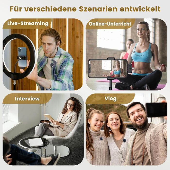 Мікрофон 2-в-1 для iPhone та Android з шумозаглушенням, кейс на 40 годин, магнітна застібка та кріплення для інтерв'ю, жовтий, 25 метрів