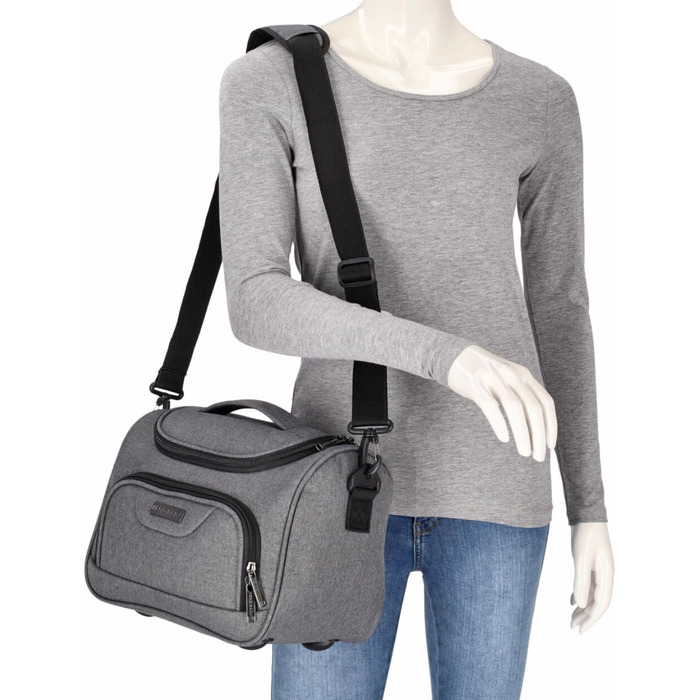 Чемодан-валіза Kenorada SoftLITE 4w, 55 см, сірий, з TSA замком | Валіза для ручної поклажі з міцного поліестеру, 4 колеса