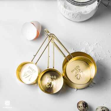 Gold Measuring Cup and Spoon Set, Stainless Steel, 8 Pieces, Dry and Liquid Ingredients, Cookware