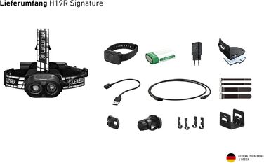 Лобовий ліхтар Ledlenser H19R Signature 4000 лм, LED, акумуляторний, червоне світло, IP67, Bluetooth, 330 м, USB-зарядка, кріплення на шолом, для MTB та outdoor