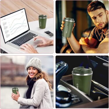 Термокружка Flintronic 510 мл з подвійними стінками, з нержавіючої сталі, з кришкою, для кави та чаю