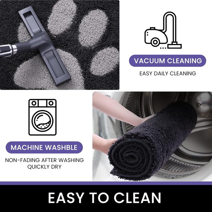 Килимок для дому 50x80 см, антиковзаючий, миючий, низький профіль, супер вбираючий, для собак, сірий (Runner 80x178 см)