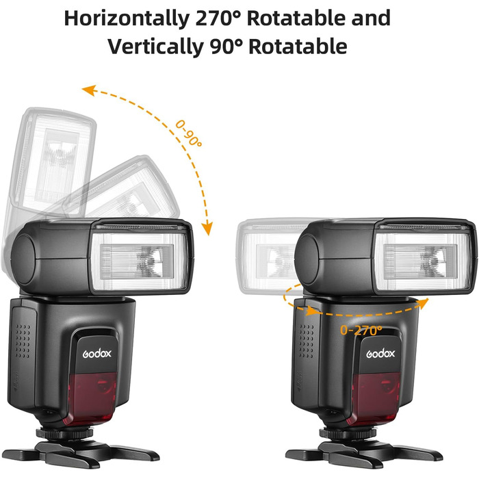 Спалахувач Godox TT560II для камери: універсальний, GN38, з бездротовим випромінювачем, сумісний з Canon, Sony, Nikon, Panasonic, Olympus, Pentax