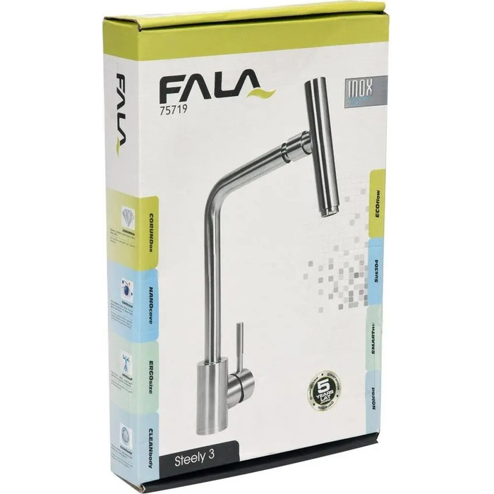 Змішувач для кухні стілець Fala Steely 3, сріблястий