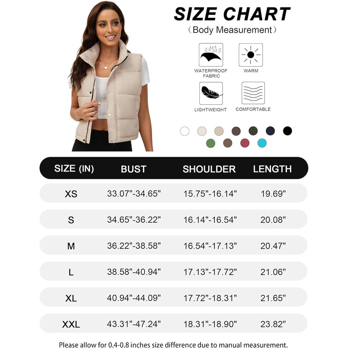 Жіноча жилетка Fengbay Reitweste: безрукавна, з коміром-стійкою, легка, стьобана, утеплена, для осені та зими, кольоро хакі, розмір M