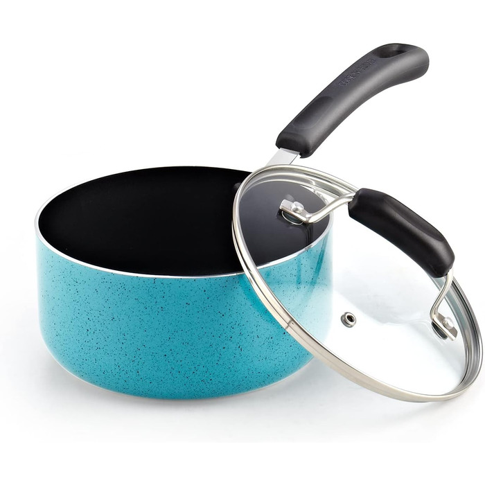 Набір антипригарних сковорідок Cook N Home, 3 шт, 20/25/28 см, для індукційних плит, мармурове покриття, червоно-бірюзові