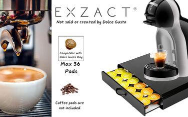 Тримач для капсул кави Exzact, сумісний з Dolce Gusto (32 капсули) – стійка для капсул кави Dolce Gusto, диспенсер/стійка/тримач капсул – 360° обертання та протиковзаюча поверхня (Dolce Gusto x 36)