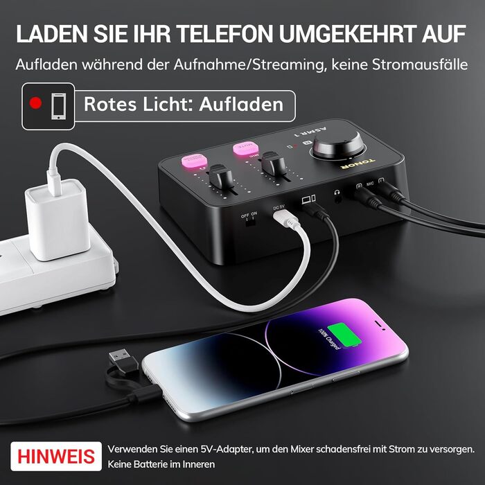 Набір мікрофонів TONOR для подкастів та ASMR з аудіоінтерфейсом, мікшер, USB, чорний