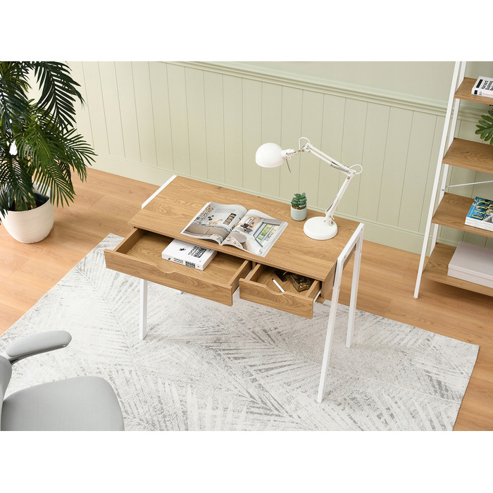 Прямокутний письмовий стіл Mebel-Partner 100 x 45 x 75 см, білий/золотий дуб