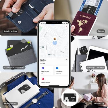 ATUVOS Air Tag Card Wallet Tracker Card Thin 1.6mm, Rechargeable Wallet Finder Compatible with Apple's Find My APP (iOS ONLY, Android Not Supported), Item Finder for Suitcases/Wallets/Luggage